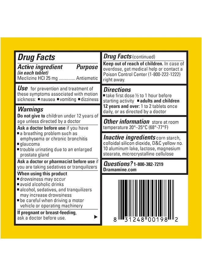 Dramamine Motion Sickness Less Drowsy, Travel Vial, 8 Count (Pack of 1) - Image 5